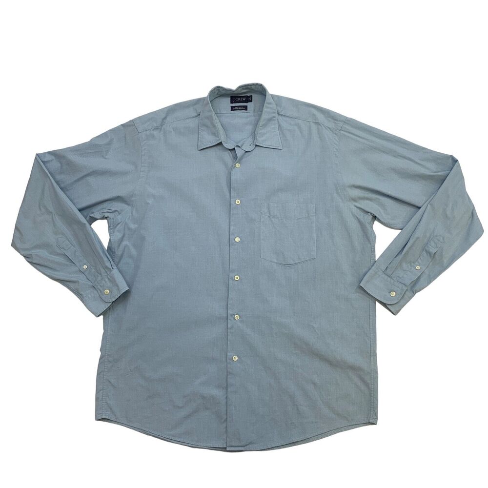 J. Crew Dress Shirt Mens 16 34/35 Blue Checkered Button Up Cotton Long Sleeve